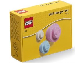 LEGO Věšák na zeď, 3 ks - bílá, světle modrá, růžová