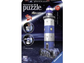 Ravensburger 12577 Puzzle 3D Maják v příboji noční edice 216 dílků