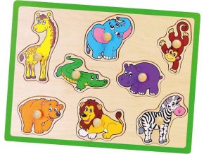 Dětské dřevěné puzzle s úchyty Viga ZOO