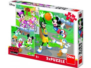 Puzzle 3x55 dílků Mickey a Minnie sportovci