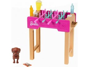 Barbie mini herní set s mazlíčkem stolní fotbálek