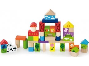 Dřevěné kostky pro děti Viga Farma 50 dílů