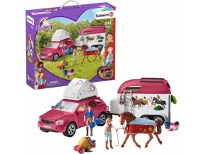 Schleich 42535 Dobrodružné auto s přívěsem a koněm