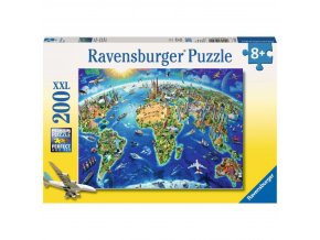 Ravensburger 12722 Puzzle Velká mapa světa 200 dílků XXL