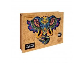 Dřevěné barevné puzzle - Posvátný Slon