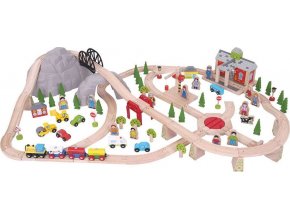 BIGJIGS RAIL Dřevěná vláčkodráha horská cesta 112 dílů