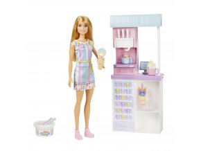 Barbie herní set prodavačka zmrzliny blondýnka