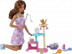 Barbie Puppe und Kätzchen Kratzbaum herní set