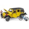 Bruder 02543 Volný čas - Jeep Wrangler Rubicon Unlimited s horským kolem a cyklistou