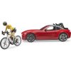 Bruder 03485 Sportovní auto Dodge s figurkou cyklistky a kolem