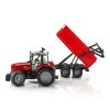 Bruder 02045 Traktor MASSEY FERGUSON se sklopným vozem červený