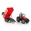Bruder 02045 Traktor MASSEY FERGUSON se sklopným vozem červený