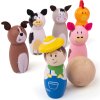 Bigjigs Toys Dřevěné kuželky farma
