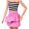 Barbie® Modelka 213 Růžová sukně a pruhovaný top