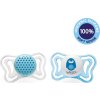 CHICCO Šidítko Physio Light silikonové 2-6m chlapec - tečky/tučňák 2 ks