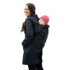 Mamalila celoroční trenčkot těhotenský kabát s vyjímatelnou mikinou černorůžový