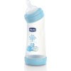 Láhev zahnutá bez BPA Well-Being silikonový dudlík modrá 250 ml