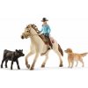 Schleich 42419 Set Westernová jezdkyně se zvířátky