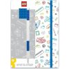 LEGO Stationery Zápisník A5 s modrým perem - bílý, modrá destička 4x4