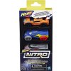 NERF Nitro náhradní vozidla 3 ks, oranžové, modré, šedé. Hasbro C0777