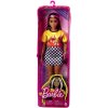 Barbie modelka 179 ohnive tricko a kostkovana sukne 2
