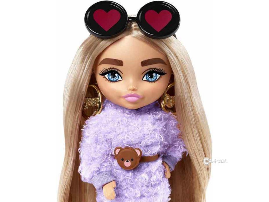 Barbie® Extra minis blondínka s čiernymi okuliarmi so srdiečkami -  Capi-cap.sk