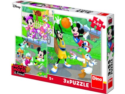 Puzzle 3x55 dielikov Mickey a Minnie športovci