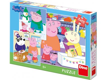 Puzzle 3x55 dielikov Peppa pig: Veselé popoludnie
