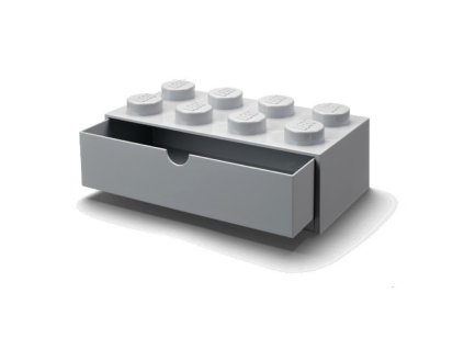 LEGO Stolný box 8 so zásuvkou sivý