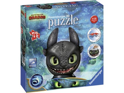 Ravensburger 11459 Puzzle-Ball Jak vycvičit draka 3: Bezzubka 72 dílků