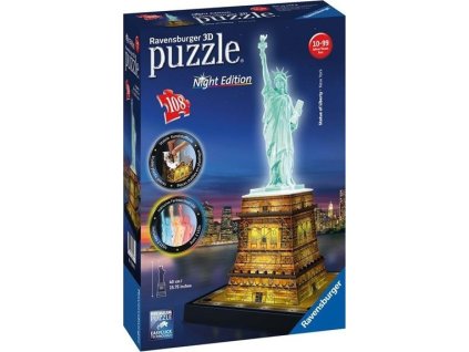 Ravensburger 12596 Puzzle 3D Socha slobody, Nočná edícia, 108d.