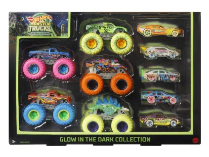 SET Hot Wheels monster trucks svietiace v tme angličák & truck