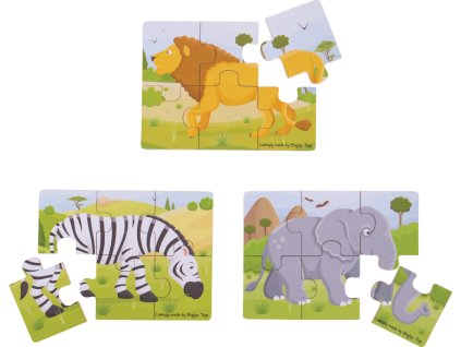 Bigjigs Toys Puzzle 3v1 safari zvířátka