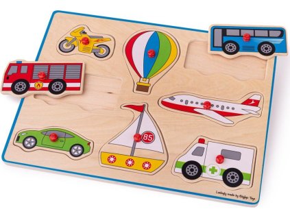 Bigjigs Toys Vkládací puzzle dopravní prostředky