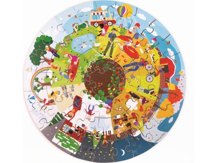 Bigjigs Toys Kulaté podlahové puzzle Čtyří roční období 50 dílků