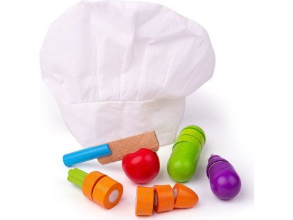 Bigjigs Toys Dřevěná krájecí zelenina s čepicí