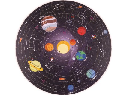 Bigjigs Toys Kulaté podlahové puzzle Sluneční soustava 50 dílků