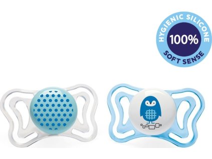 CHICCO Šidítko Physio Light silikonové 2-6m chlapec - tečky/tučňák 2 ks