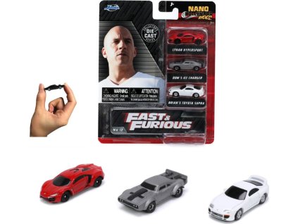Rychle a zběsile set 3 aut Nano Cars 4 cm Wave 4