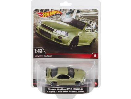 Hot Wheels Prémiové auto 1:43 NISSAN SKYLINE GT-R(BNR34)