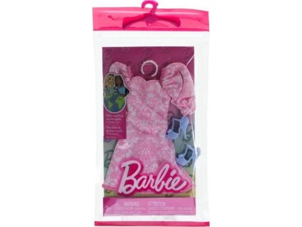 Barbie® Módní příběhy šaty s růžovým a bílým potiskem