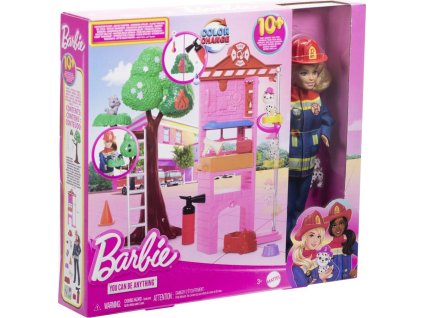 Barbie hasičská stanice s panenkou