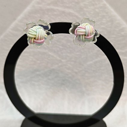 mizuhiki náušnice POUPĚ duhové 1