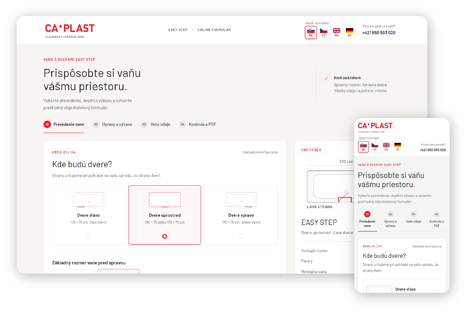 Konfigurátor vane s dverami Easy Step