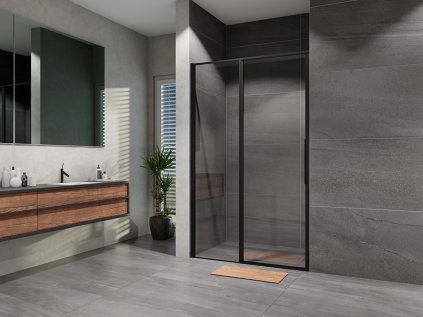 Sprchové čierne dvere 100 cm Lusso Slim Black otváracie, číre