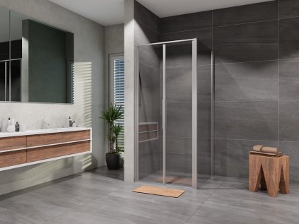 Sprchový kút 100x100 cm Lusso Slim dvojkrídlový, číre sklo