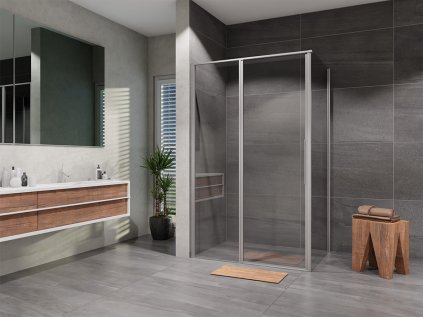 Sprchový kút 120x100 cm Lusso Slim otvárací, číre sklo