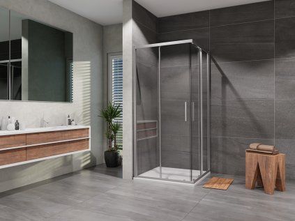 Sprchový kút 90x90 cm Element štvorec posuvný, číre sklo