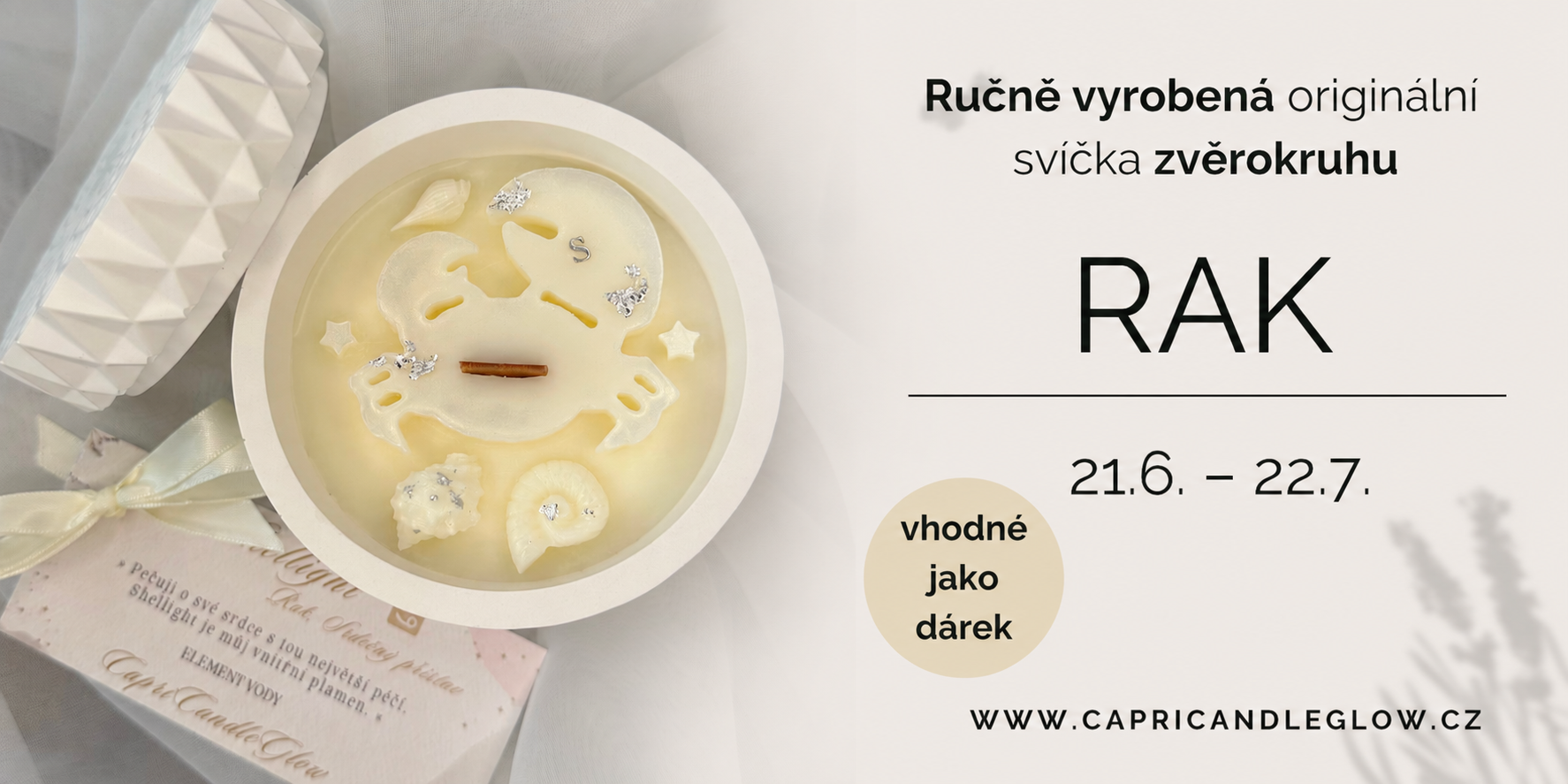 Znamení zvěrokruhu RAK svíčka přírodní