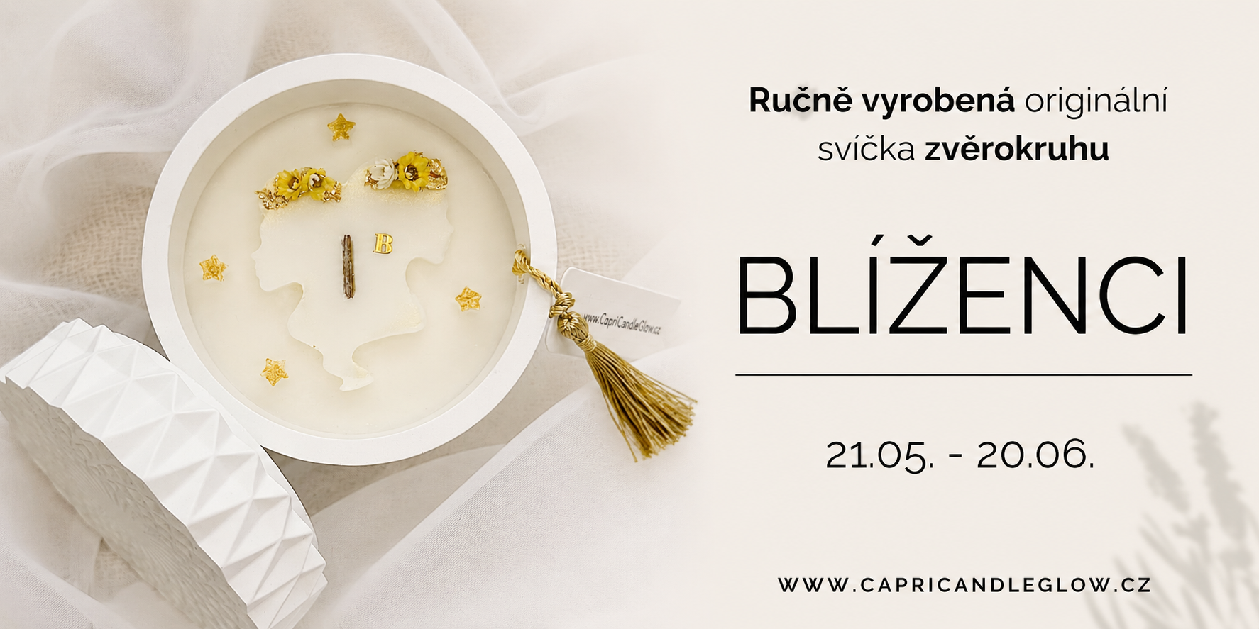 Znamení zvěrokruhu BLÍŽENCI svíčka přírodní